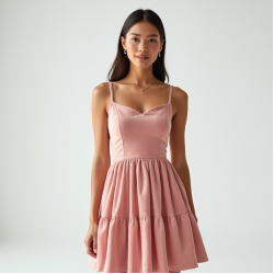 Pastel Pink Tiered Velvet Cocktail Dress