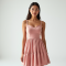 Pastel Pink Tiered Velvet Cocktail Dress