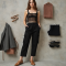 Preppy Square Neck Tulle Cargo Pants