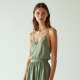 Sage Green Organza Split Thigh Satin Slip Skirt
