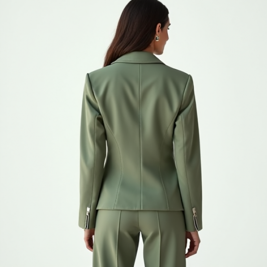 Sage Green Organza Split Thigh Biker Jacket