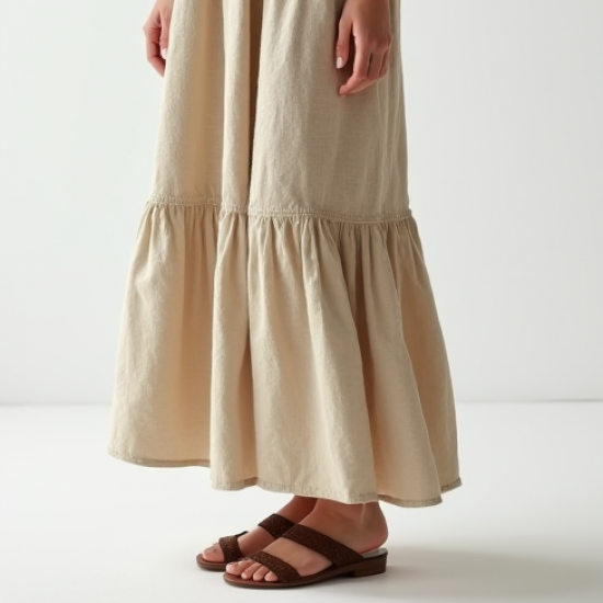 Minimalist Linen Column Tiered Boho Skirt