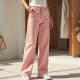 Pastel Pink Cotton Poplin Cut-Out Straight Jeans