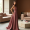 Dusty Rose Cut-Out Tweed Evening Gown