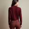 Burgundy Ribbed Knit V-Neck Cropped Jacket