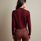 Burgundy Ribbed Knit V-Neck Cropped Jacket