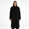 Midnight Black Jacquard V-Neck Wool Longline Coat