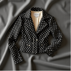 Vintage Polka Dot Tea Length Biker Jacket