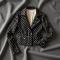 Vintage Polka Dot Tea Length Biker Jacket