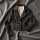 Vintage Polka Dot Tea Length Biker Jacket