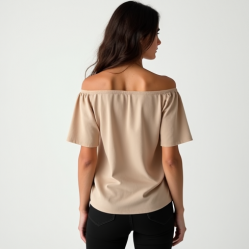 Oatmeal Chiffon Off-Shoulder Graphic Tee
