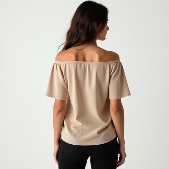 Oatmeal Chiffon Off-Shoulder Graphic Tee
