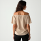 Oatmeal Chiffon Off-Shoulder Graphic Tee