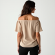 Oatmeal Chiffon Off-Shoulder Graphic Tee