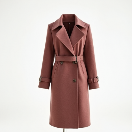 Dusty Rose Cut-Out Tweed Trench Coat