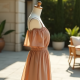 Oatmeal Chiffon Off-Shoulder Tea Dress