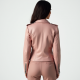 Pastel Pink Solid Color Wrap Front Biker Jacket