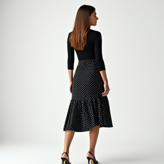 Modern Urban Polka Dot Corset Waist Wrap Front Skirt