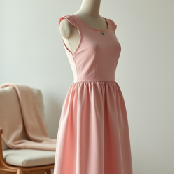 Pastel Pink Cotton Poplin Cut-Out Tea Dress