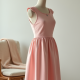 Pastel Pink Cotton Poplin Cut-Out Tea Dress