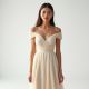 Classic Off-Shoulder Organza Wrap Front Skirt