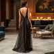 Romantic Animal Print Backless Evening Gown