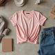 Pastel Pink Solid Color Wrap Front Graphic Tee