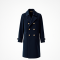 Navy Blue Corduroy Double-Breasted Trench Coat