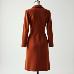 Terracotta Tweed V-Neck Cocktail Dress