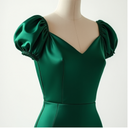 Emerald Green Satin Puff Sleeve Camisole