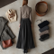 Charcoal Double-Breasted Wool Blend Pleated Maxi Skirt