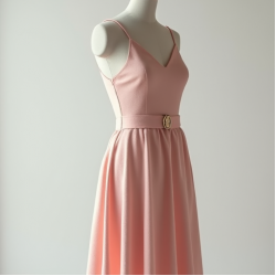 Pastel Pink Jacquard Belted Slip Dress
