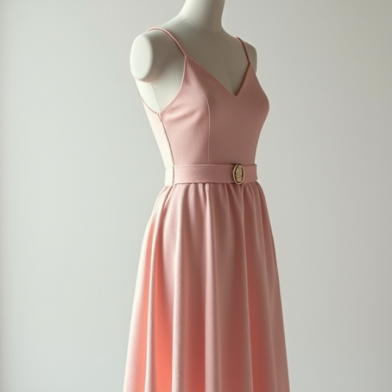 Pastel Pink Jacquard Belted Slip Dress