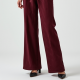 Burgundy Striped V-Neck Wide-Leg Pants