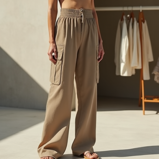 Modern Urban Cut-Out Chiffon Cargo Pants