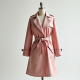 Pastel Pink Floral Print Backless Trench Coat