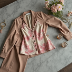 Romantic Abstract Print Button-Down Camisole