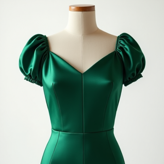 Emerald Green Satin Puff Sleeve Camisole