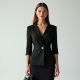 Midnight Black Jacquard V-Neck High-Waist Pencil Skirt