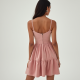 Pastel Pink Tiered Velvet Cocktail Dress