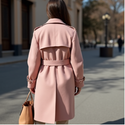 Pastel Pink Cashmere Blend Belted Trench Coat