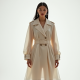 French Style Double-Breasted Tulle Trench Coat