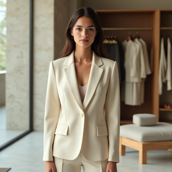 Preppy Square Neck Organza Tailored Blazer