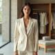 Preppy Square Neck Organza Tailored Blazer