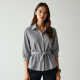 Retro Striped Belted Blouse