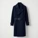 Navy Blue Corduroy Double-Breasted Trench Coat