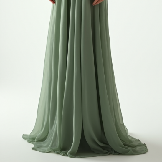 Sage Green Georgette Corset Waist Evening Gown