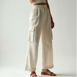 Preppy Square Neck Organza Cargo Pants