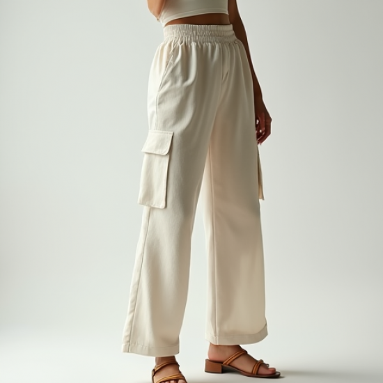 Preppy Square Neck Organza Cargo Pants