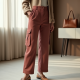 Dusty Rose Cut-Out Tweed Cargo Pants